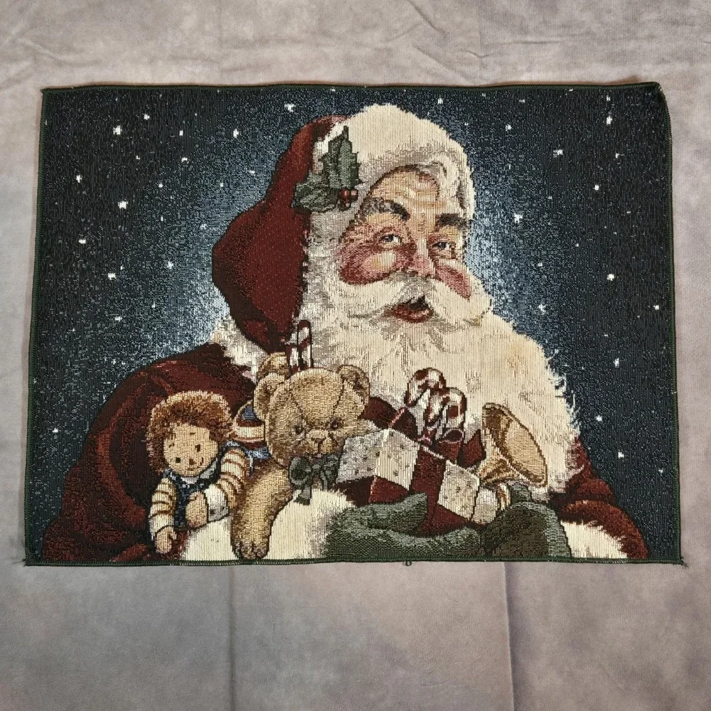 Santa Claus Placemats‎ American Greetings Tapestry Style Christmas Vintage (4)